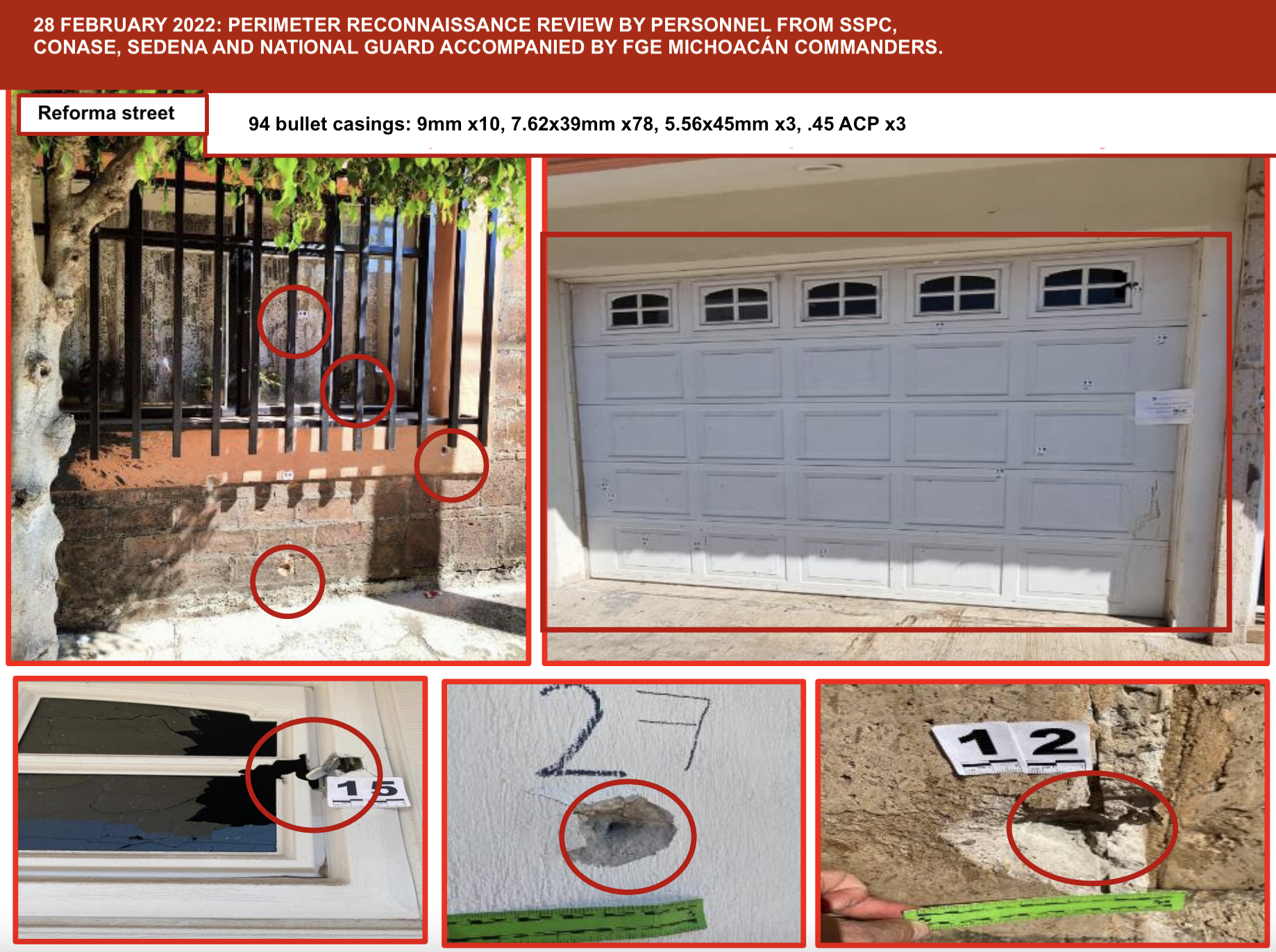 SSPC Chronology of shooting in San José de Gracia, Michoacán